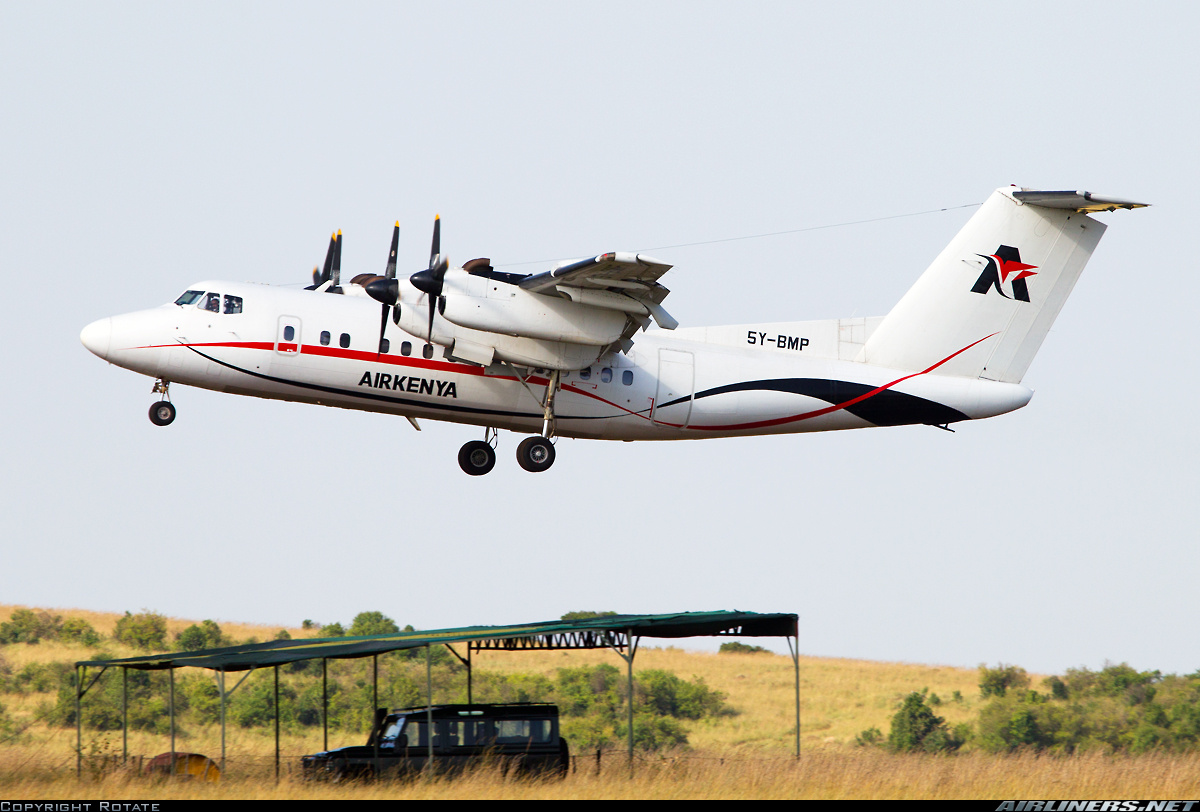 air kenya flight taking off serena airstrip