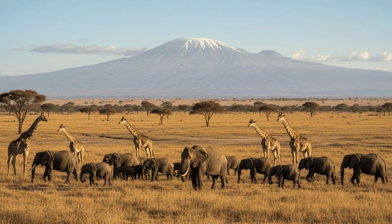 elephants with Kilimanjaro backdrop - Kenya Wildlife Safari