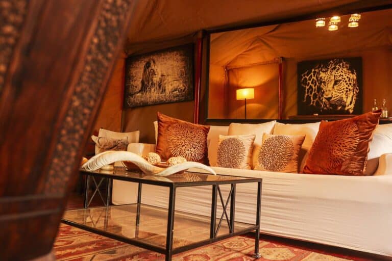The main lounge tent at Mara Crossing Luxury Camp